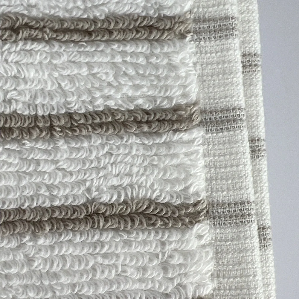 Brooks Brothers Bath Towel Set Tan White Striped Turkish 100% Cotton 2 Pc NEW